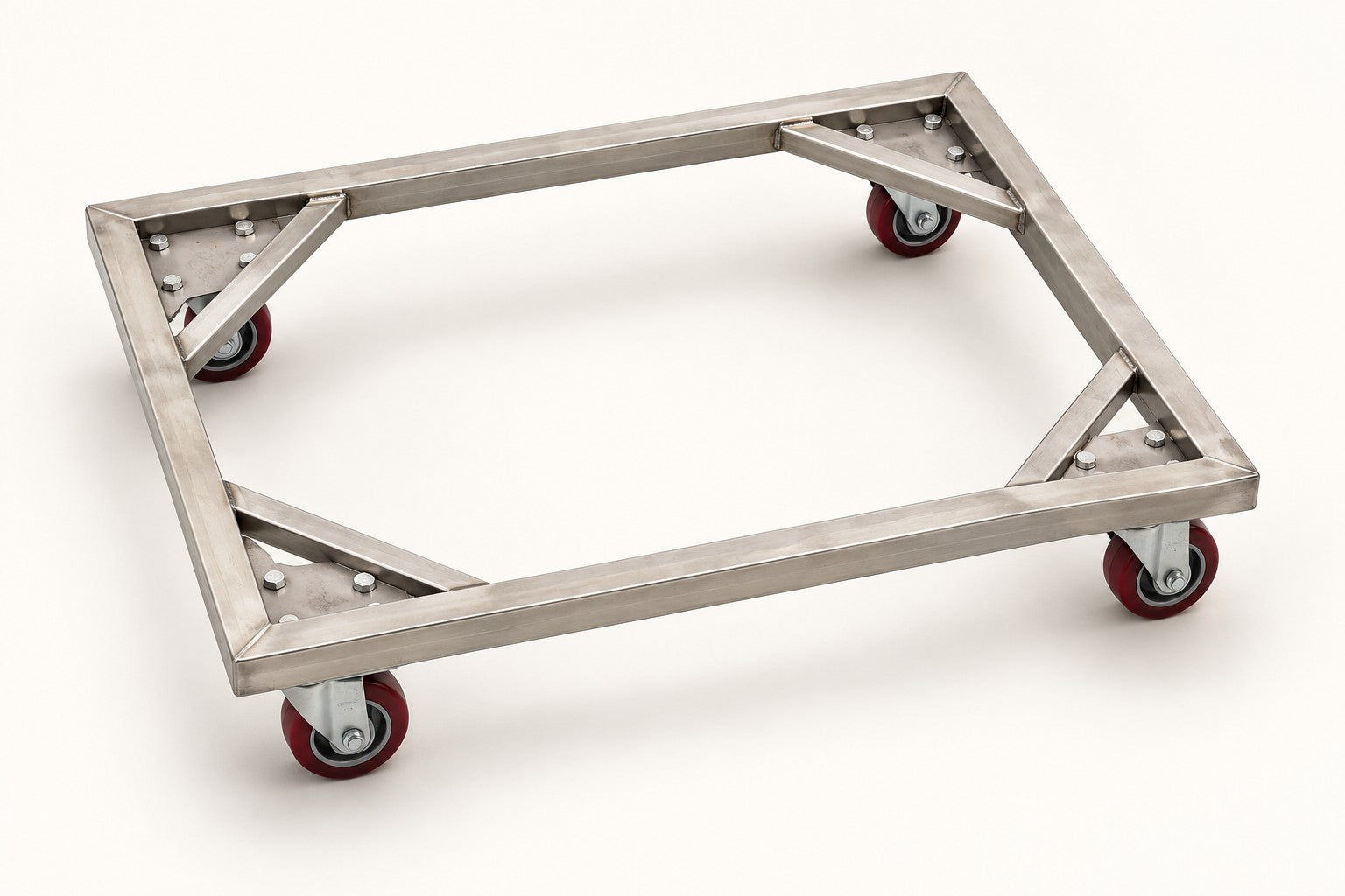 Tray dolly with red wheels