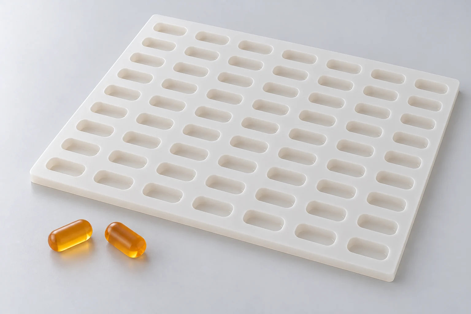 oval, capsule mold — illustrative studio visualization