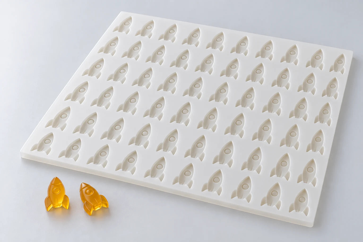 Rocketship mold — illustrative studio visualization