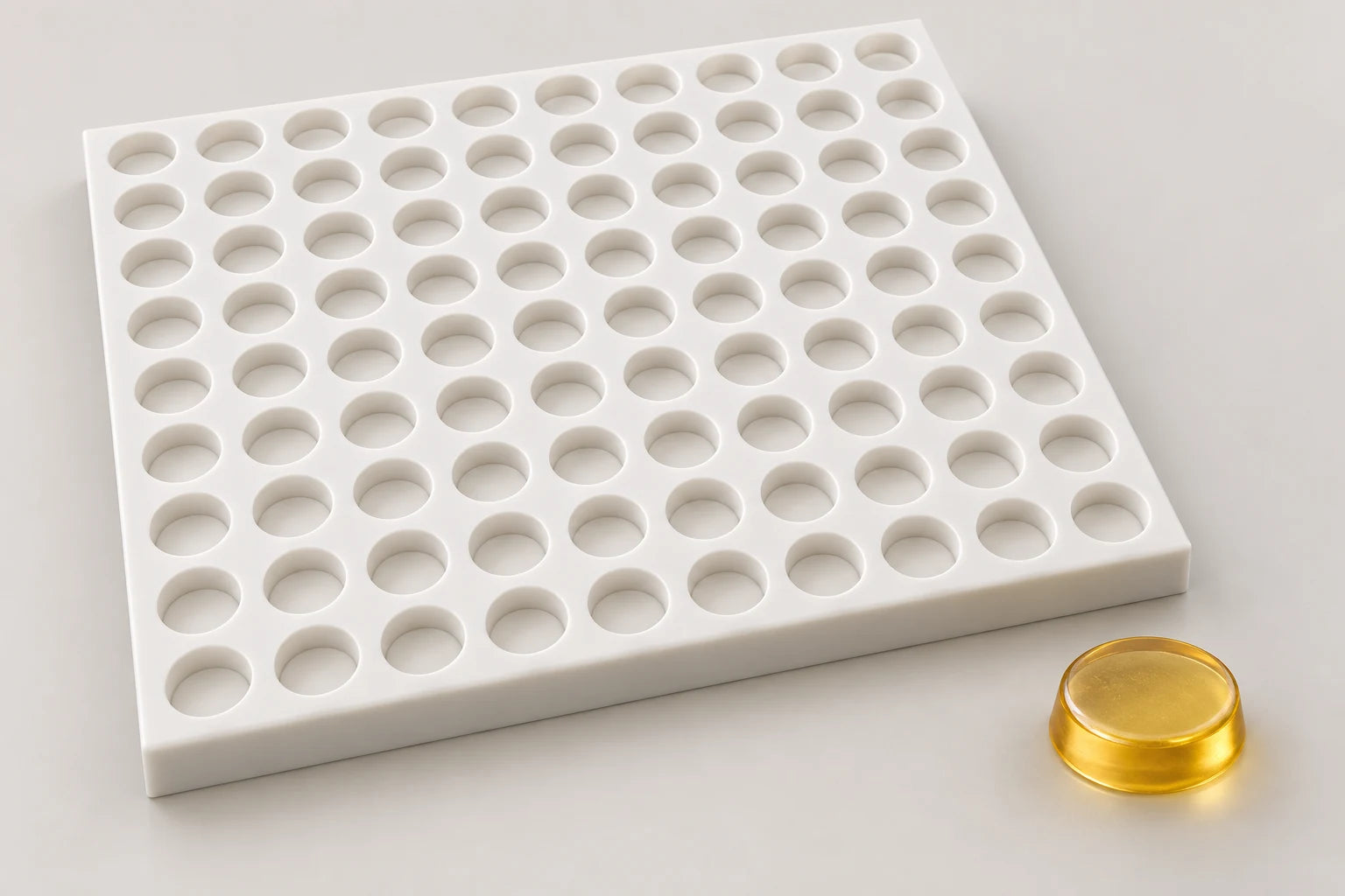 Round disc 19.5 mm silicone gummy mold, studio render from the Evocan drawing