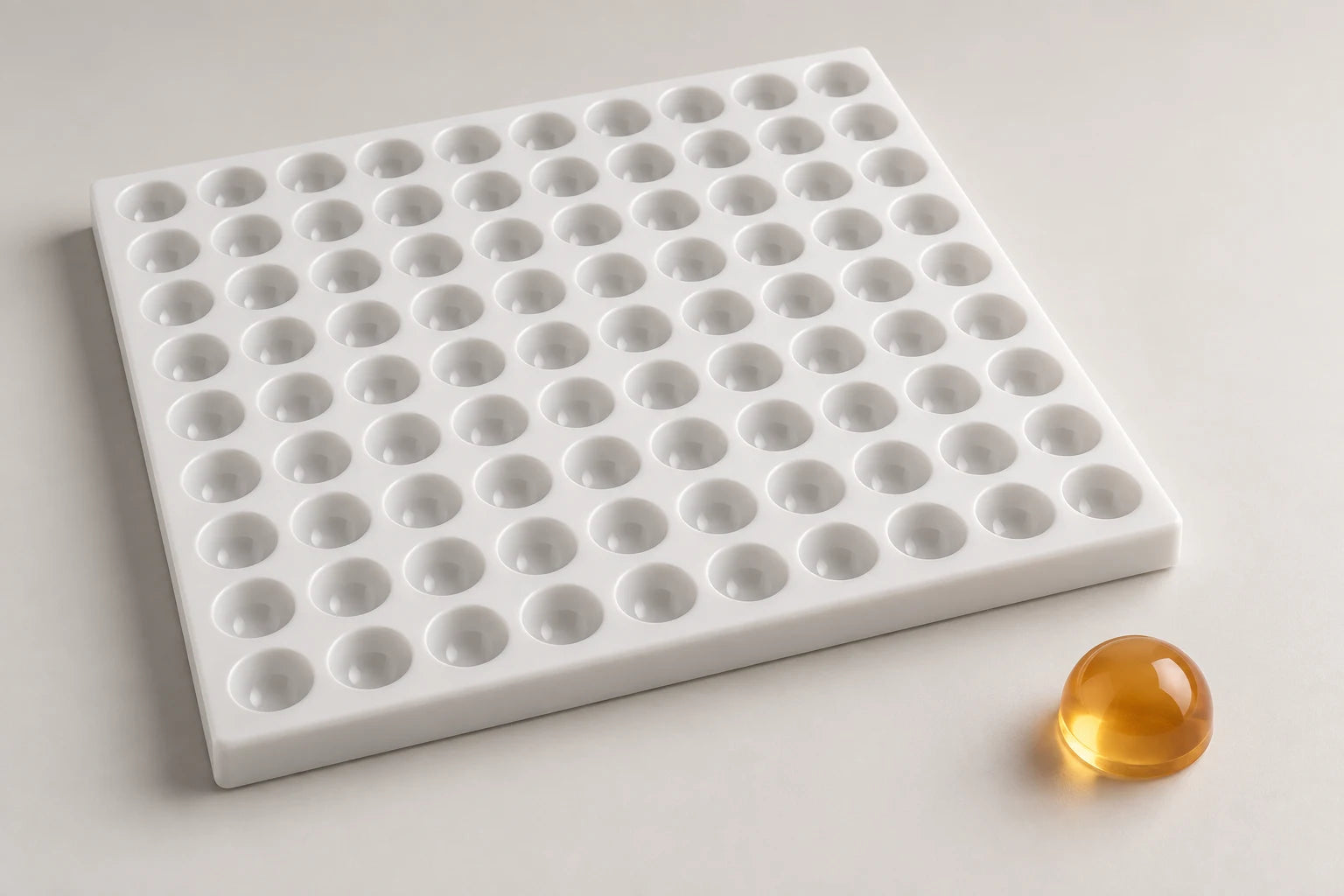 Dome 22.6 mm silicone gummy mold, studio render from the Evocan drawing