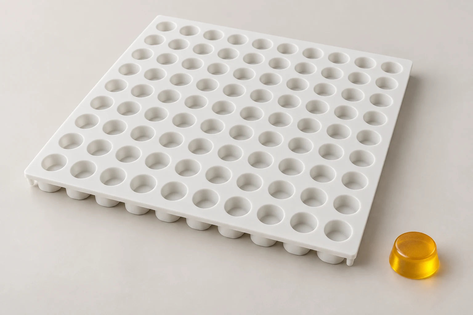 Tapered round 22 mm silicone gummy mold, studio render from the Evocan drawing