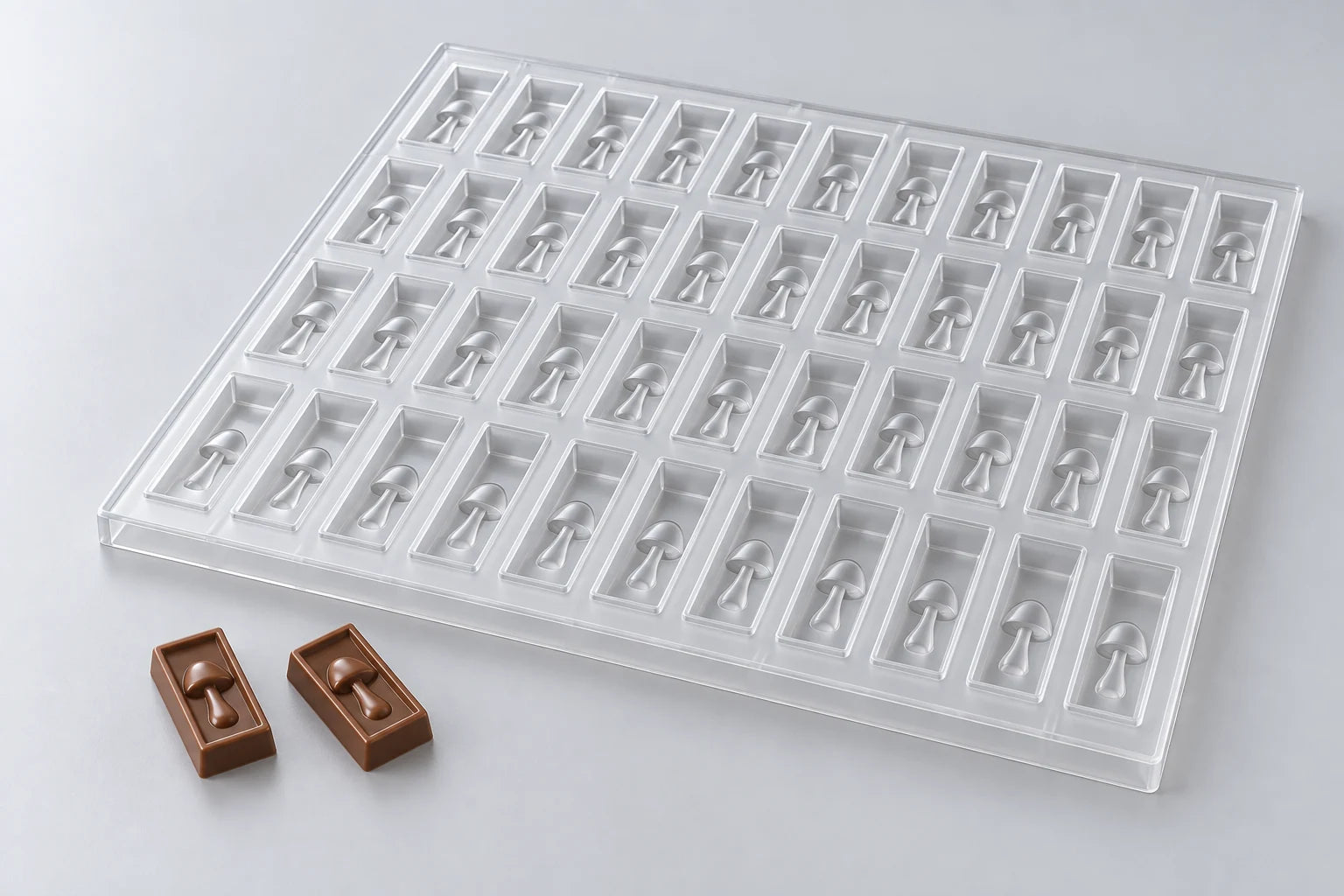 Mushroom design Chocolate Bar mold — illustrative studio visualization