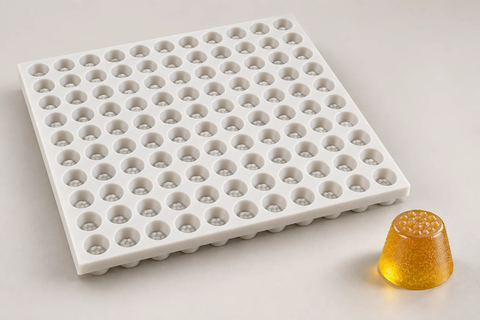 Textured gumdrop 16 mm silicone gummy mold, studio render from the Evocan drawing